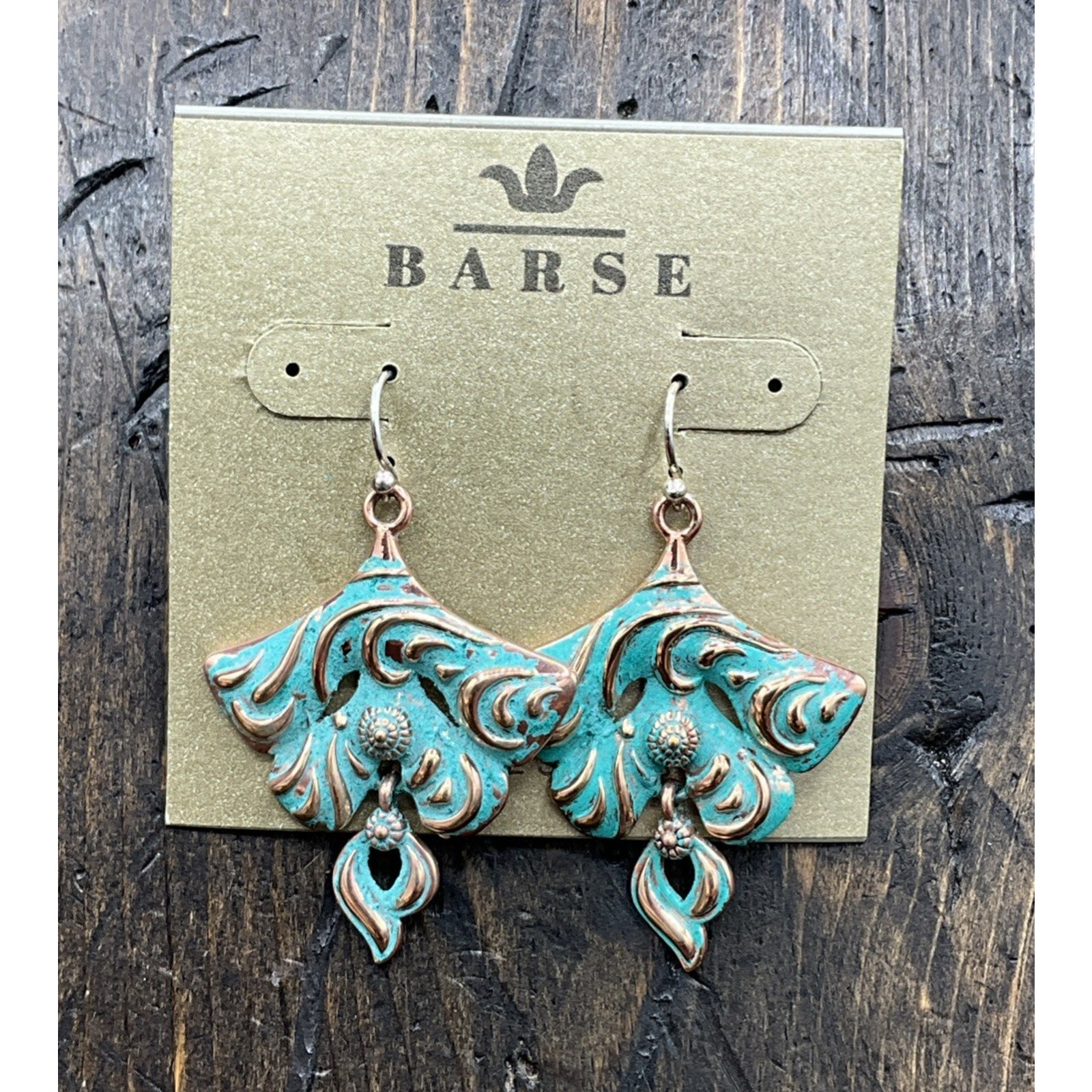 Barse Patina Tropic Earrings--Copper Nwt